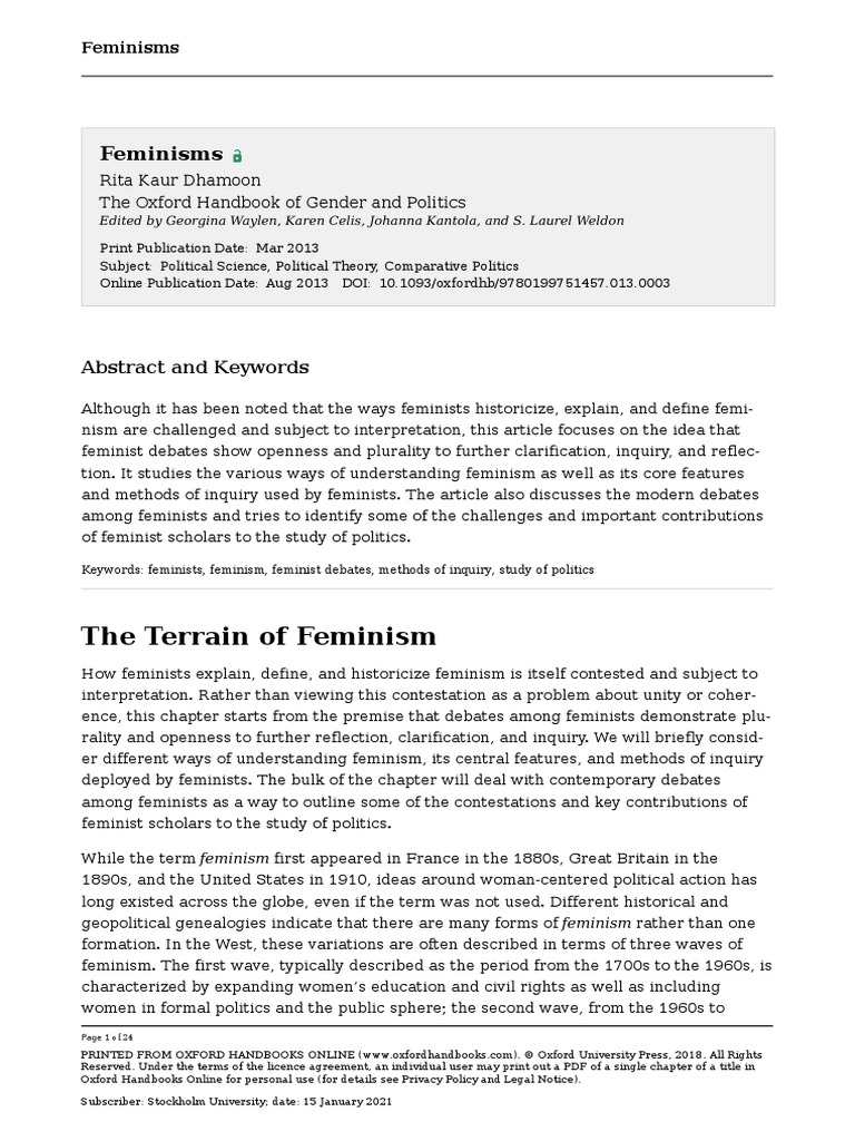 Feminism PDF | PDF | Feminism | Gender Studies