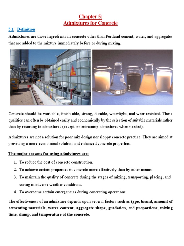 Advantages of Concrete Admixtures | PDF | Concrete | Fly Ash