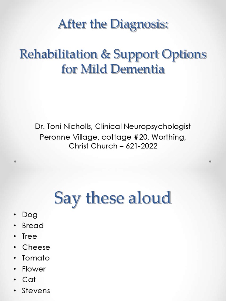 Rehabilitation Options for Mild Dementia | PDF | Alzheimer's Disease ...