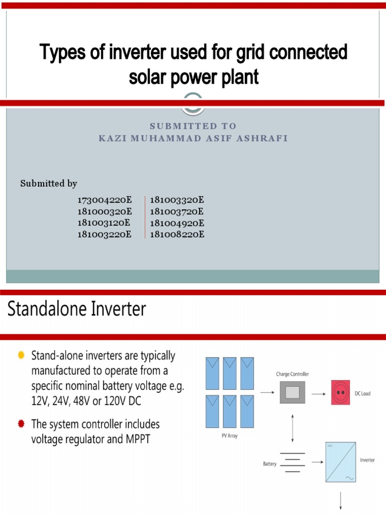 Types of Inverter Used For Grid Connected Solar Power Plant | PDF
