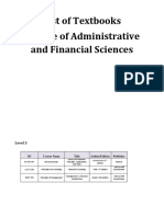 List of Textbooks College of Administrative and Financial Sciences