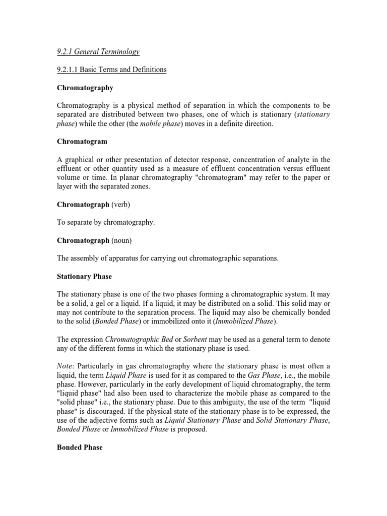 Chromatography 9.2.1 General Terminology PDF Elution Chromatography
