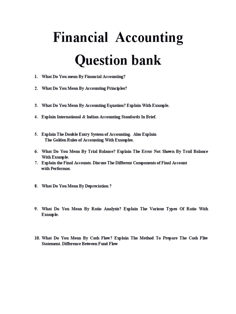 Financial Accounting Question Bank | PDF