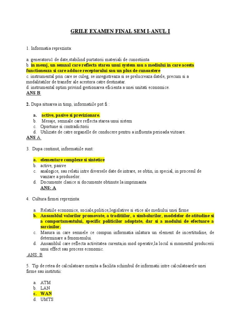 Grile Informatica Fara Numar | PDF
