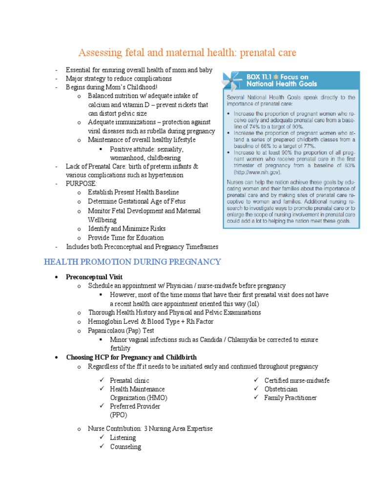 Prenatal Care for Maternal and Fetal Health | PDF | Pregnancy ...