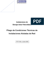 Pliego Condiciones TecnicasSolar Fotovoltaica Aisladas de Red (IDAE)