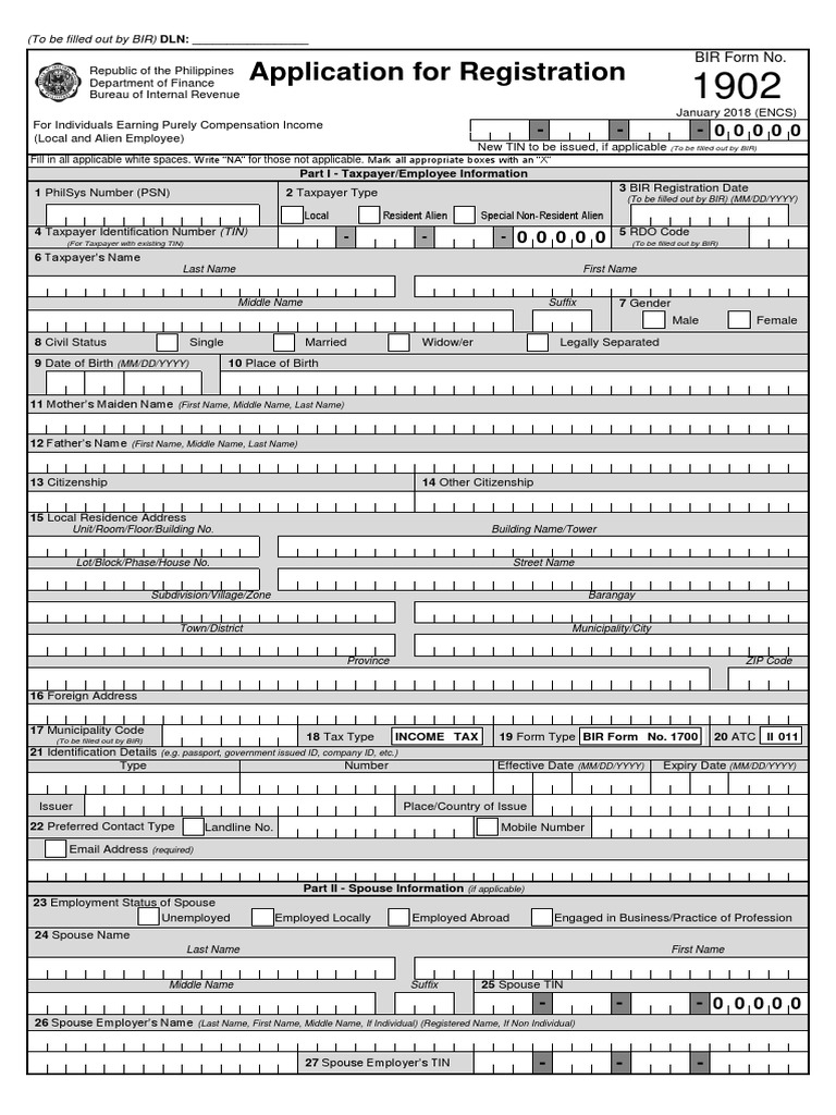 BIR Form 1902 Registration Guide | PDF | Identity Document | Taxpayer