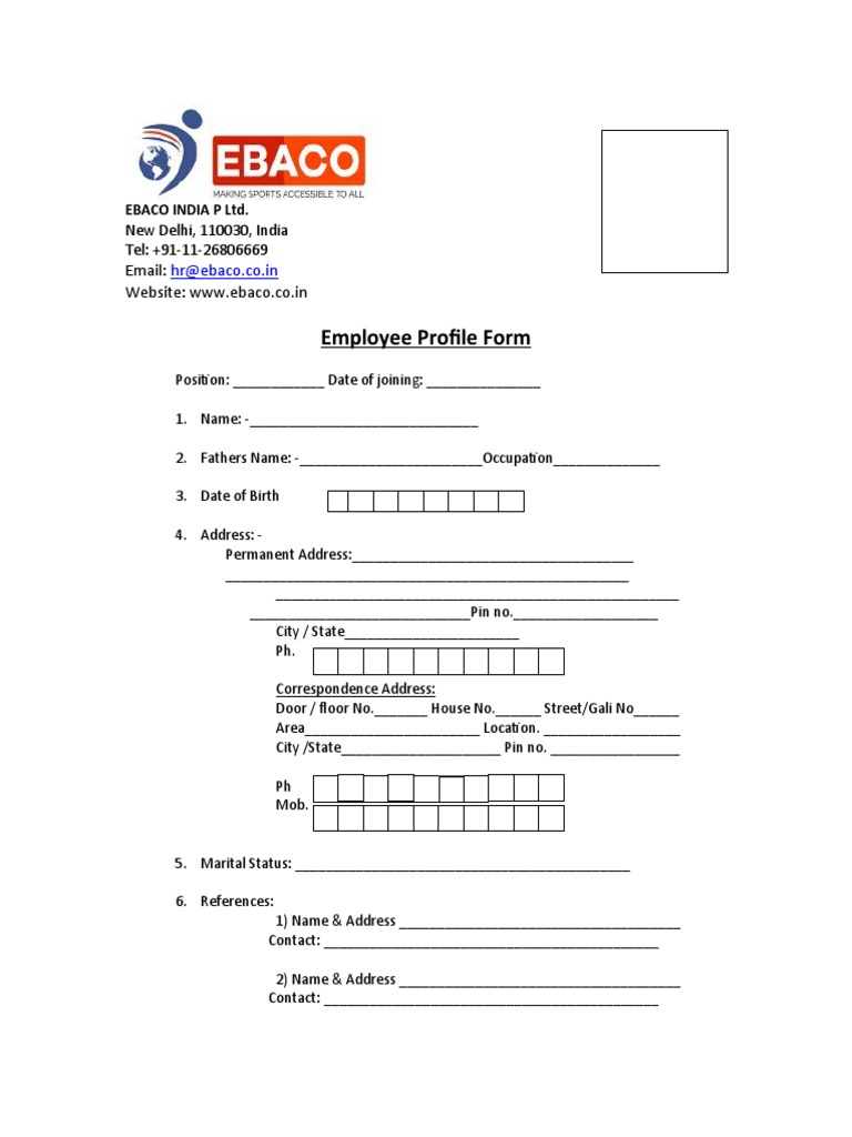 Employee Profile Form Template | PDF