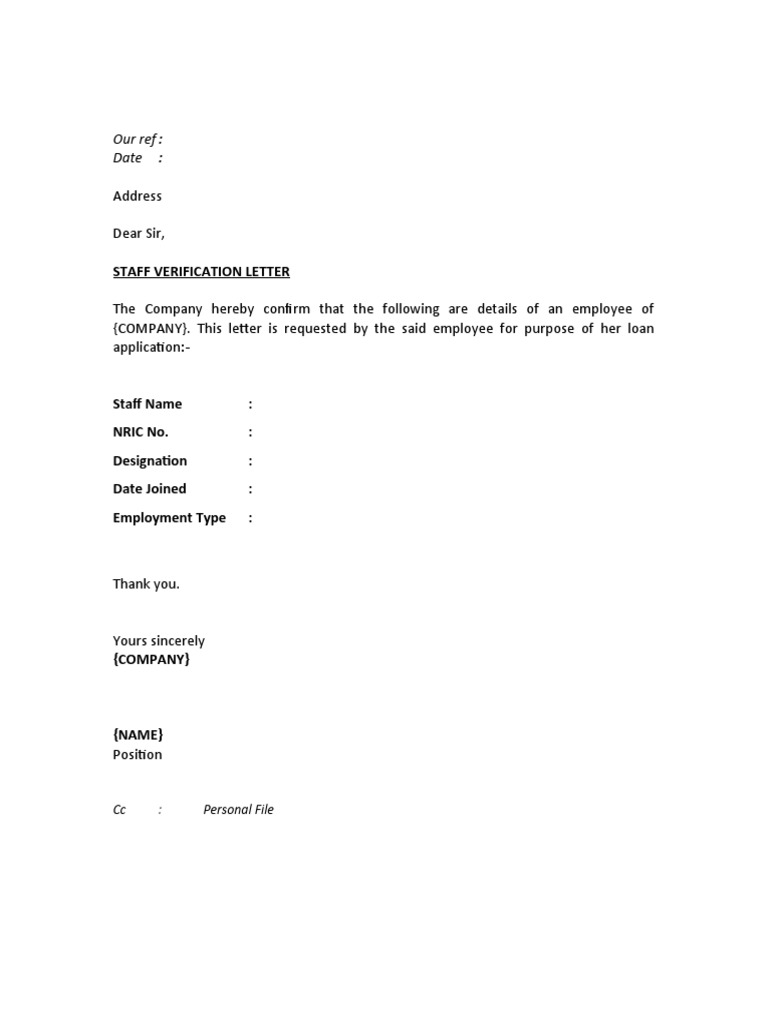 Verification Letter - Sample | PDF