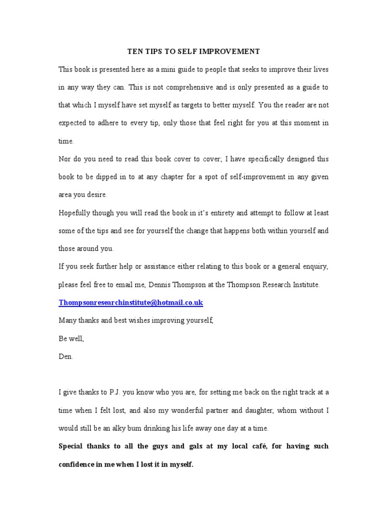 Self-Improvement Tips Guide | PDF | Vocabulary | Parenting
