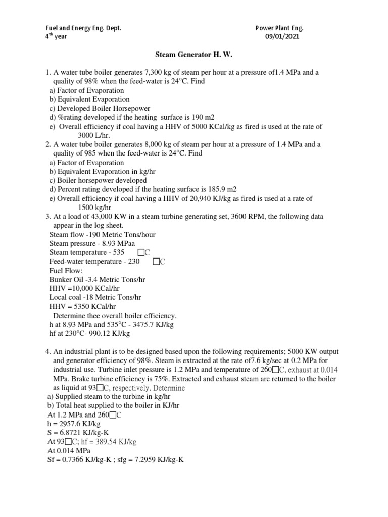 Steam Generator H. W | PDF | Boiler | Steam