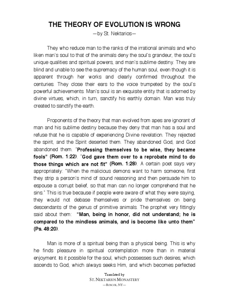 Evolution vs. Human Spirituality | PDF | Nous | Soul