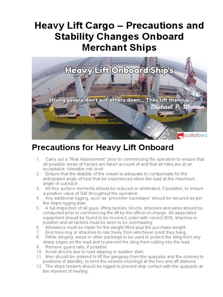 Heavy Lift Cargo Safety Procedures | PDF | Ships | Crane (Machine)