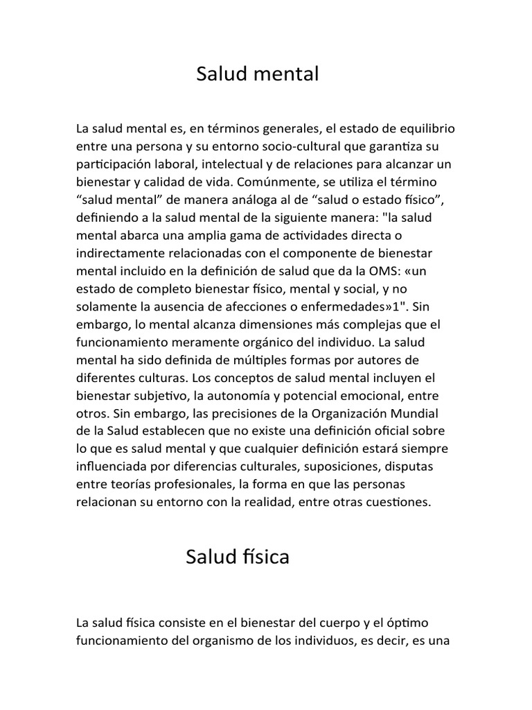 Bienestar en Salud Mental y Física | PDF | Salud mental | Bienestar