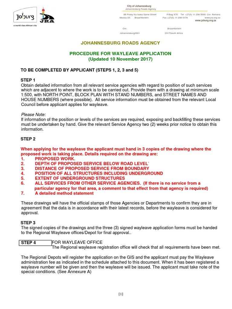 JRA Wayleave Application Procedure | PDF | Road | Road Surface