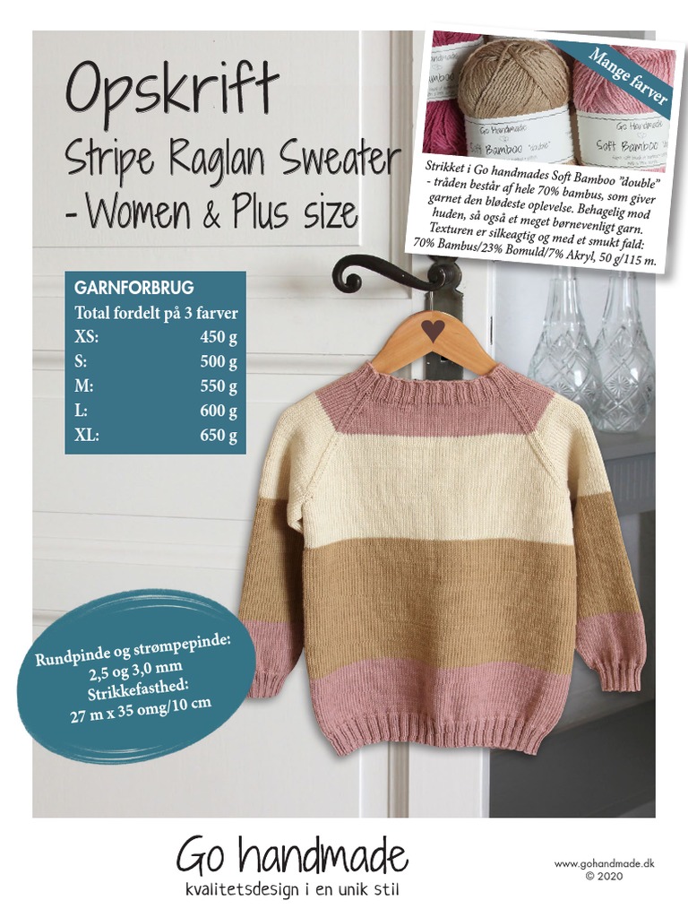 DK Stripe Raglan Sweater Women Plussize Booklet PDF