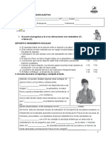 Examen de comprensión auditiva sobre deporte y rendimiento escolar