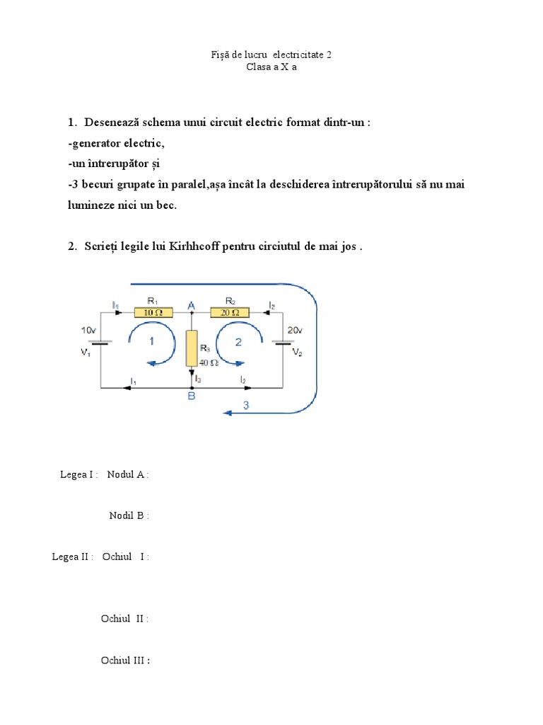 Fisa Lucru Electricitate 2 | PDF