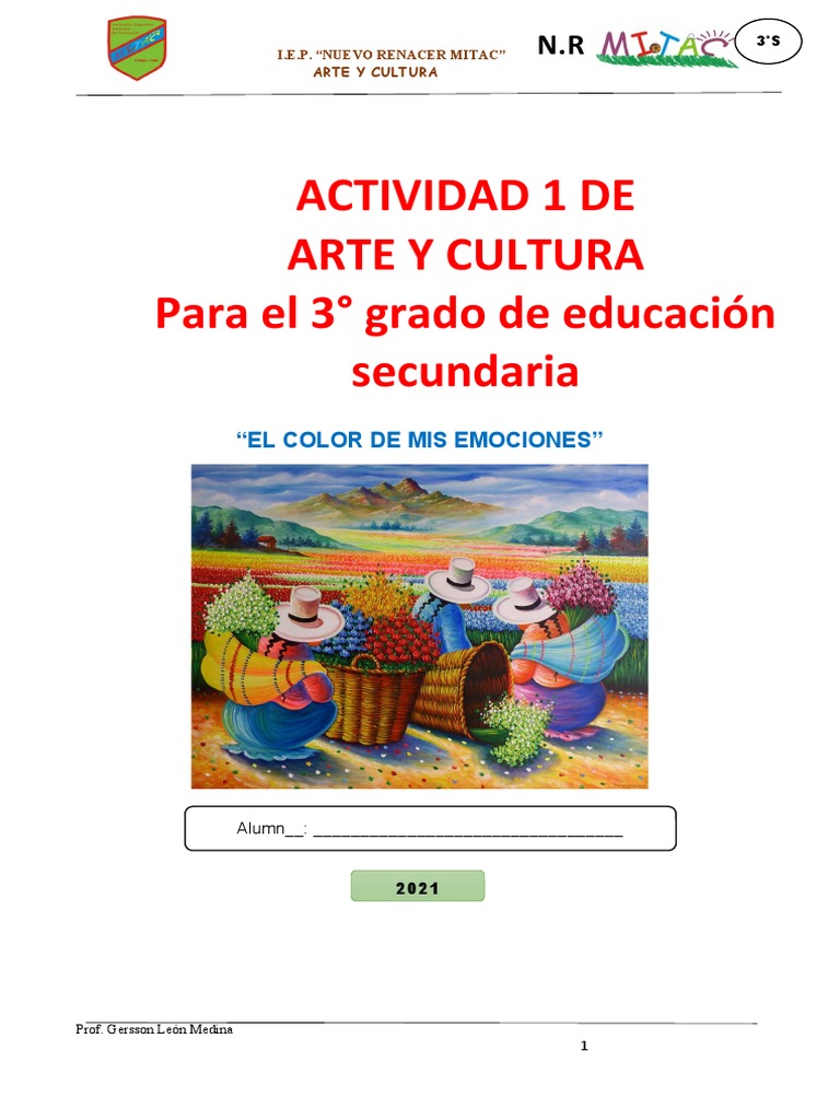 Actividades de Arte y Cultura 3° Grado | PDF | Pinturas | Artes (general)