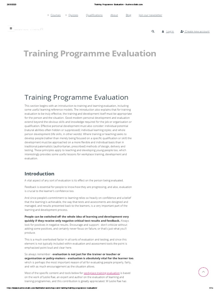 Training Programme Evaluation | PDF
