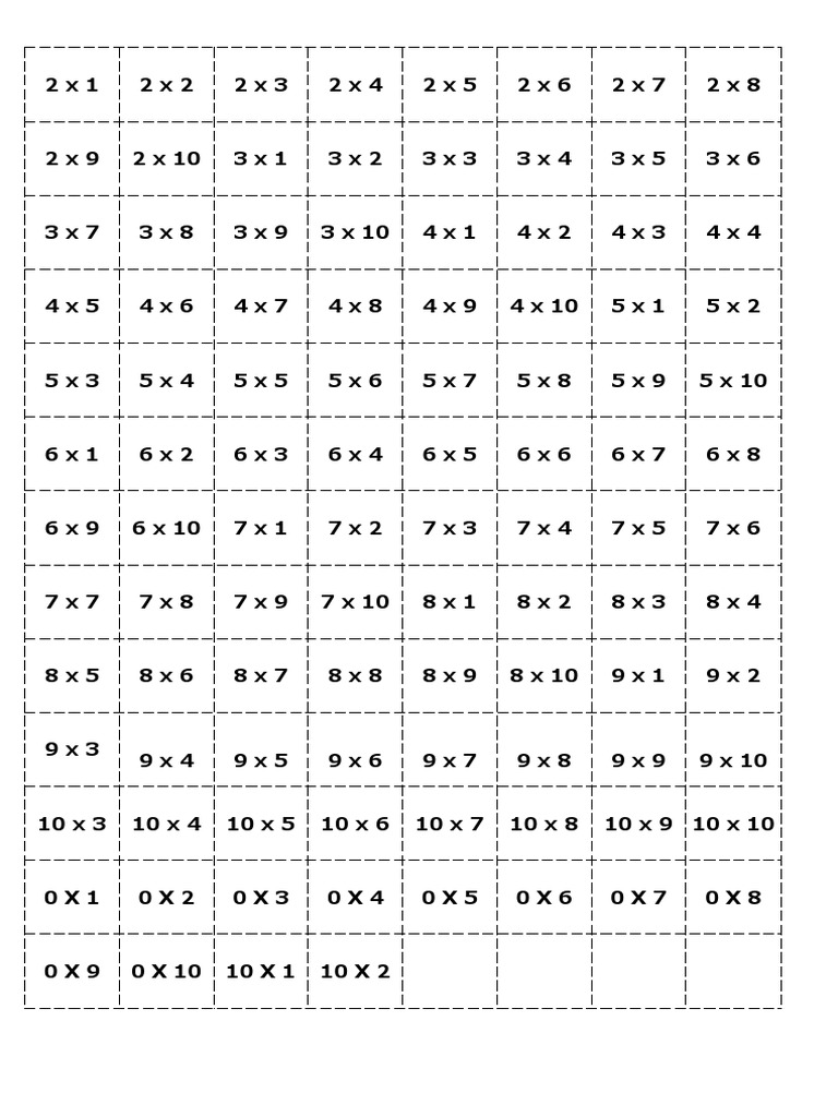 Bingo da Tabuada para Imprimir | PDF