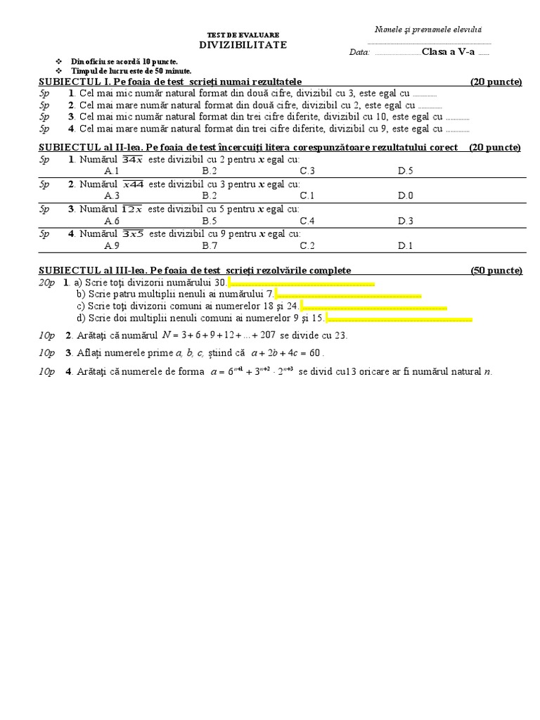 0 6 Test Divizibilitate....... | PDF
