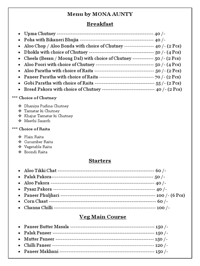 Mona Aunty | PDF | Curry | Food And Drink Preparation
