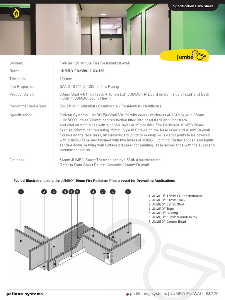 Pelican 120min Firewall Drywall Specs | PDF | Drywall | Components