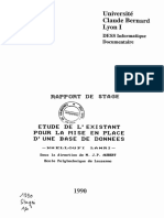 Etude de L Existant Pour La Mise en Place D Une Base de Donneesrapport de Stage