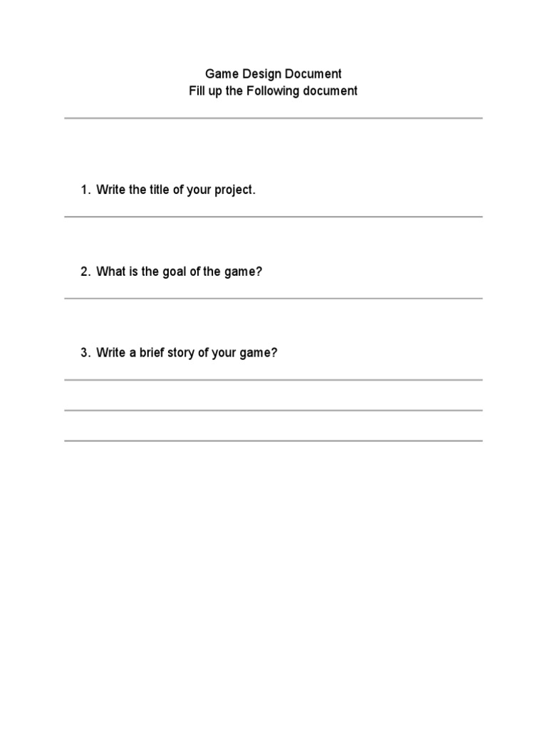 Game Design Document Template | PDF