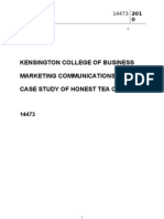 Kensington College of Business Marketing Communications Case Study of Honest Tea Company