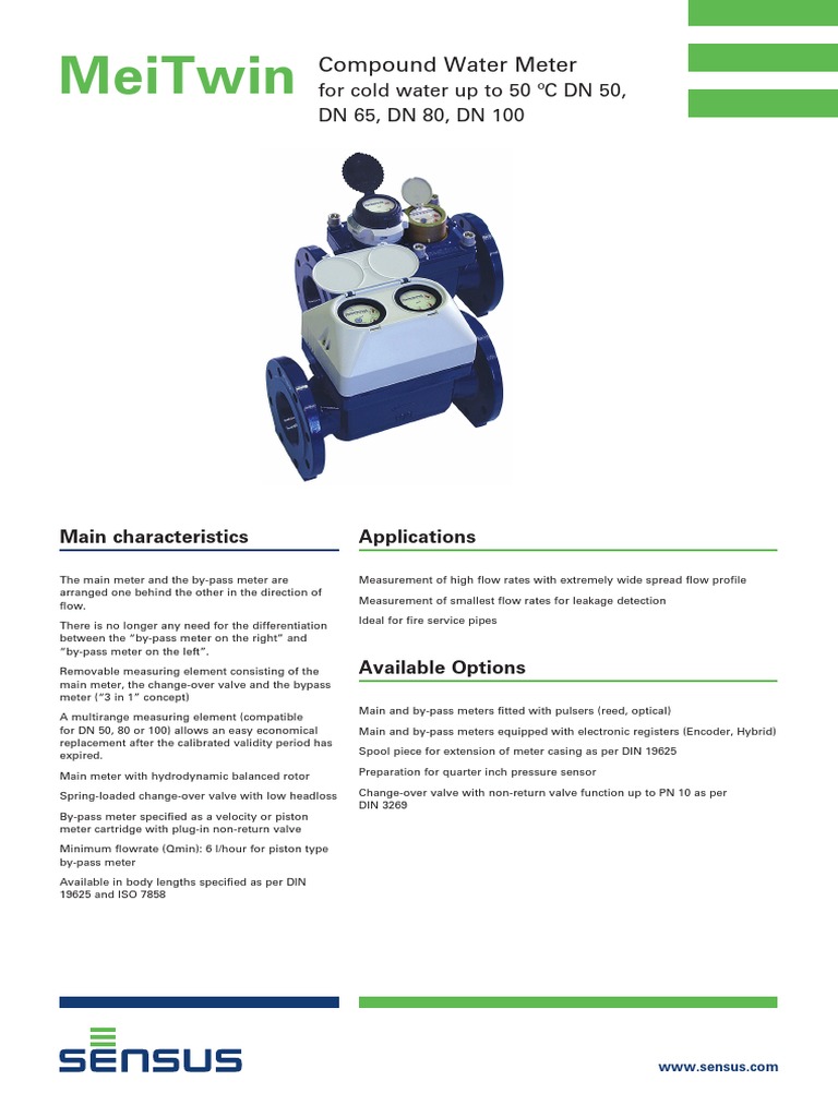 Meitwin: Compound Water Meter | PDF | Flow Measurement | Valve