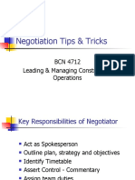 Negotiation Tips & Tricks: BCN 4712 Leading & Managing Construction Operations