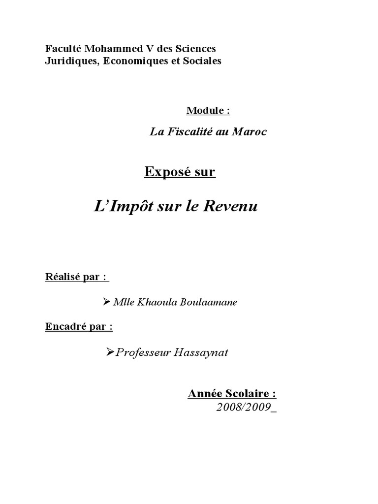Fiscalité de l'Impôt sur le Revenu au Maroc | PDF | Salaires | Impôts