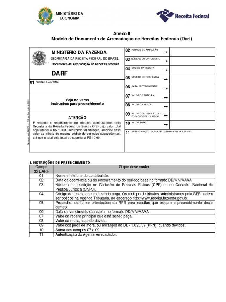 Anexo II - Modelo de Documento de Arrecadação de Receitas Federais ...