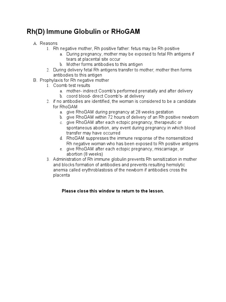 RH - Docx RHoGAM | PDF