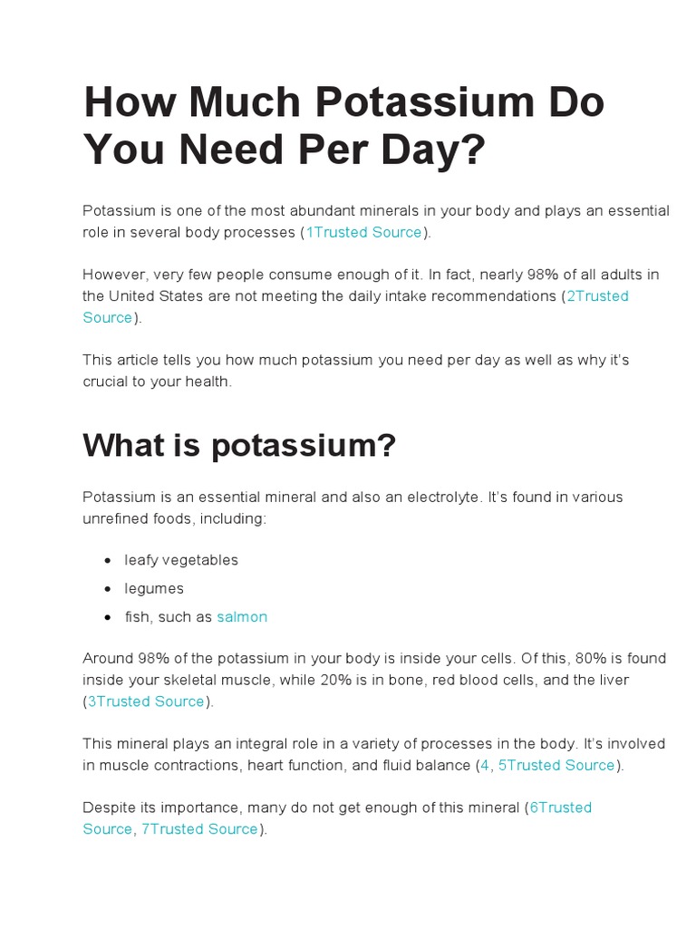 How Much Potassium Do You Need Daily PDF Dietary Supplements