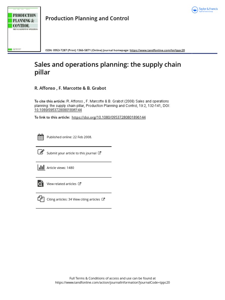 Sales and Operations Planning in Supply Chains | PDF | Inventory ...