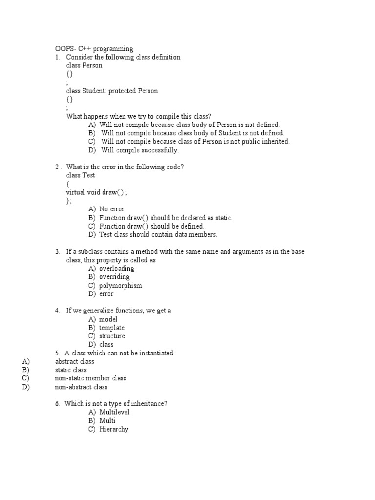 OOPS | PDF | Inheritance (Object Oriented Programming) | Class ...