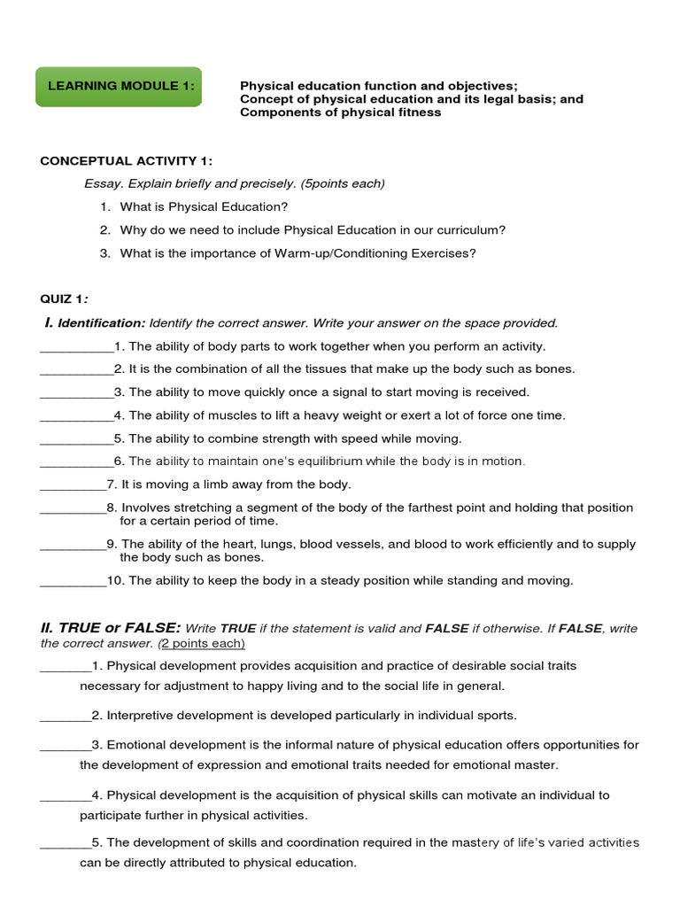 Module 1 PDF | PDF | Anatomical Terms Of Motion | Physical Education