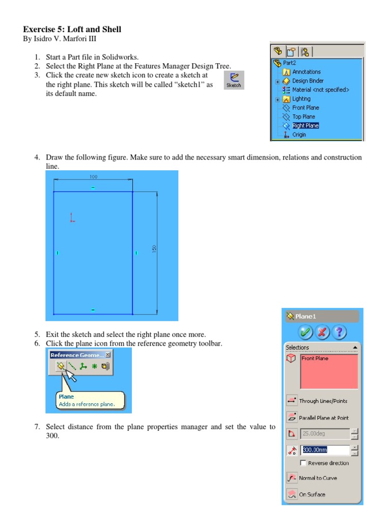 Loft and Shell Techniques in SolidWorks | PDF