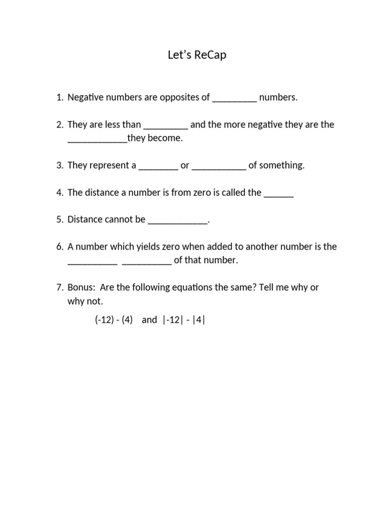 Recap of Presentation After Absolute Values | PDF