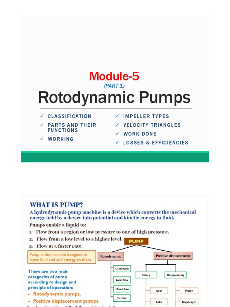 Module 5 Rotodynamic PumpsPart 1 PDF Pump Fluid Dynamics