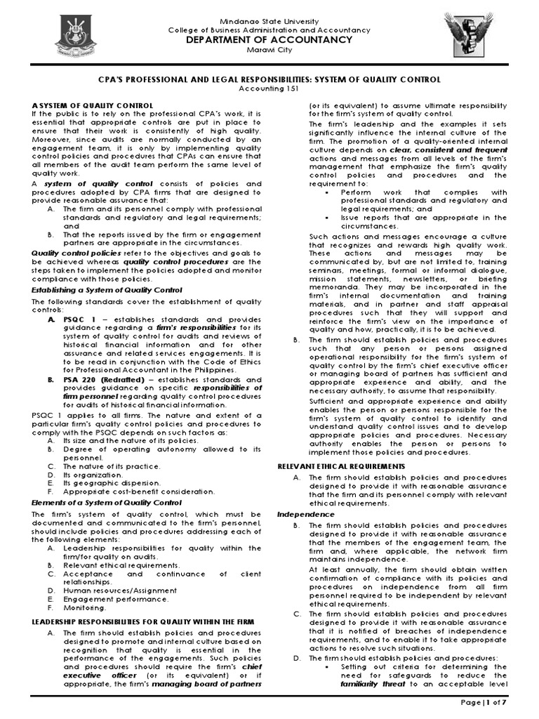 System of quality control final pdf pdf competence human