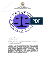 Iloilo City Legal Opinion on MOA for Sundown Clinic Project