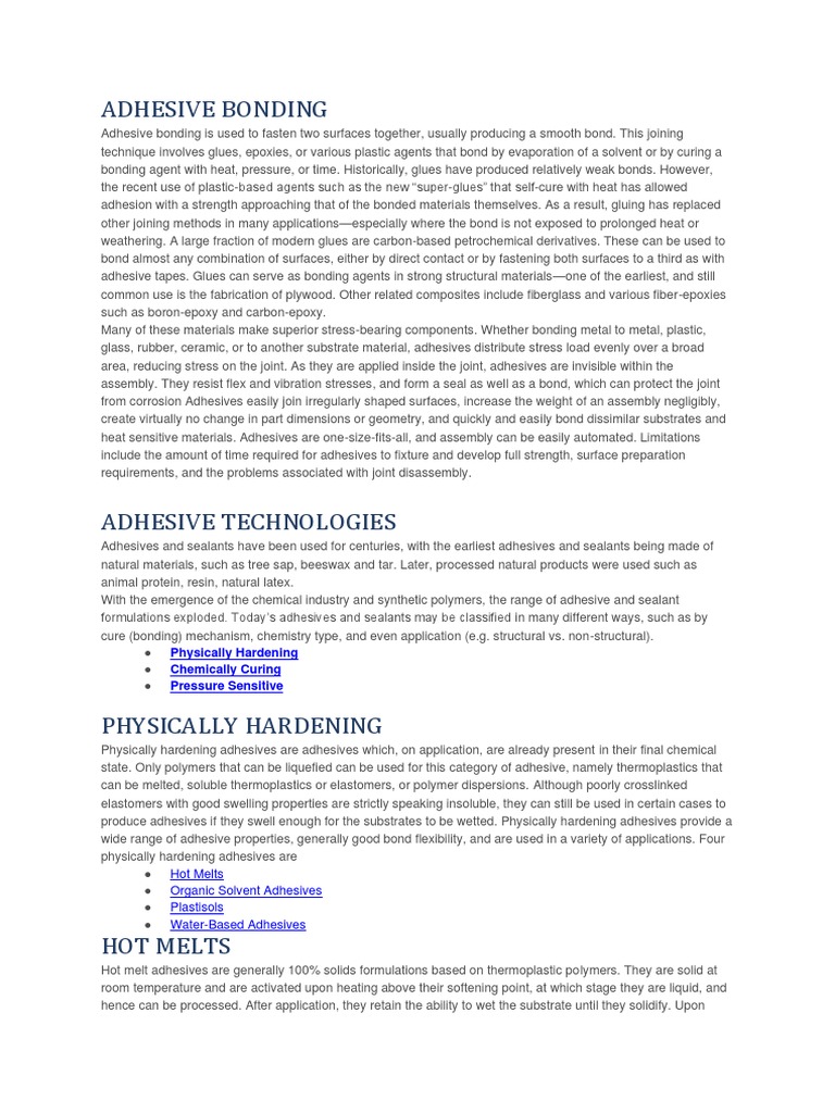 Adhesive Bonding PDF Adhesive Epoxy