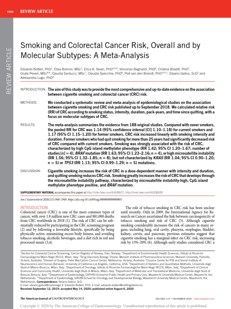 Smoking and Colorectal Cancer Risk, Overall and By.9 PDF Meta