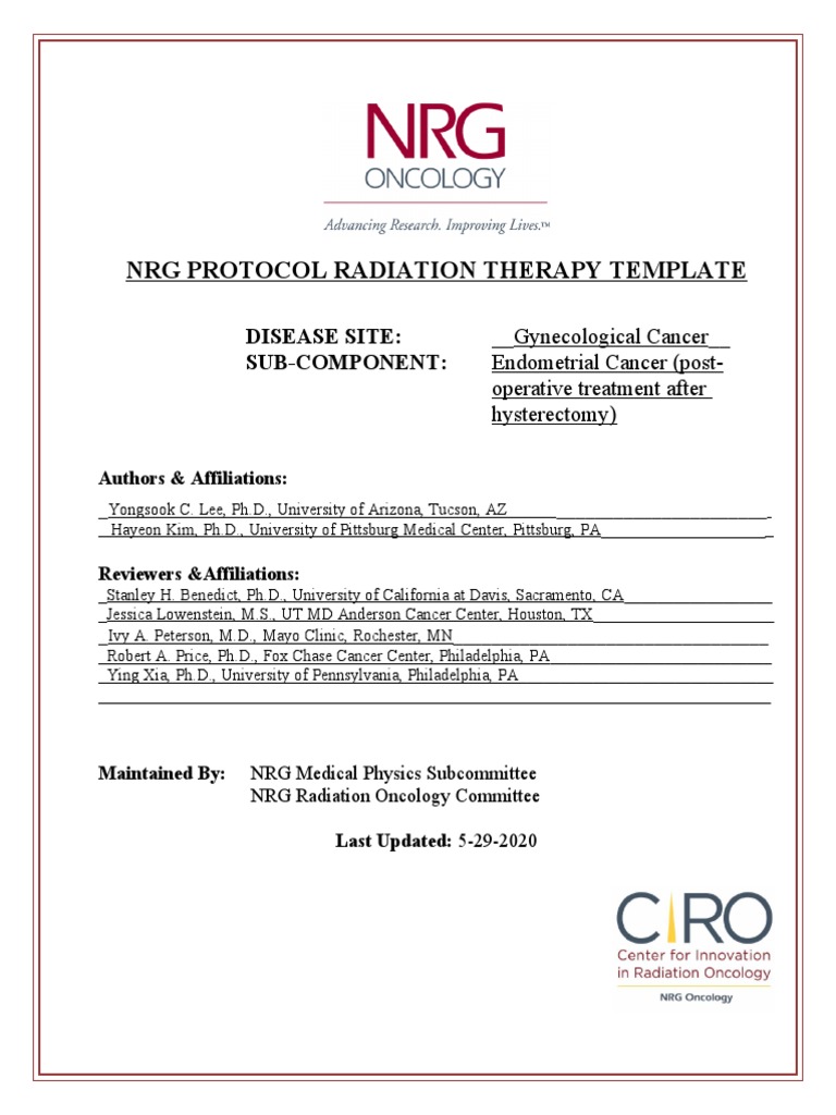 Brachytherapy Protocol for Endometrial Cancer | PDF | Radiation Therapy ...