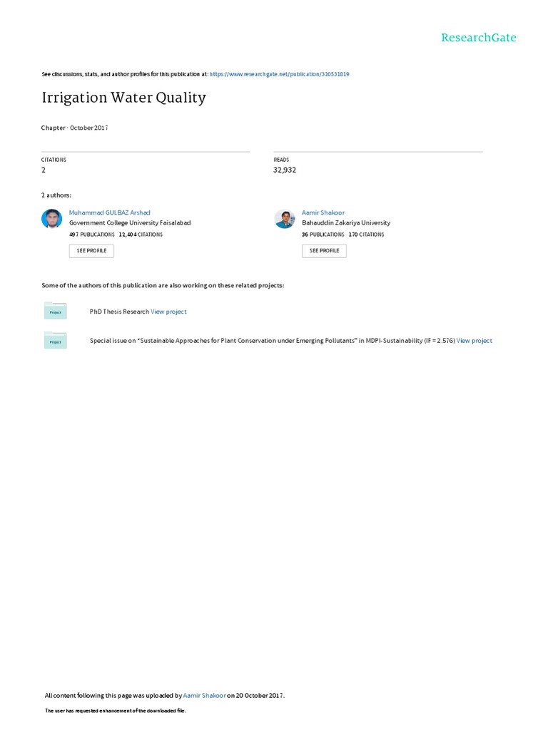 Irrigation Water Quality Assessment | PDF | Bicarbonate | Soil