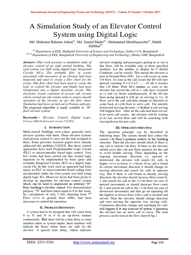 Digital Logic for Elevator Control System | PDF | Electronic Design ...